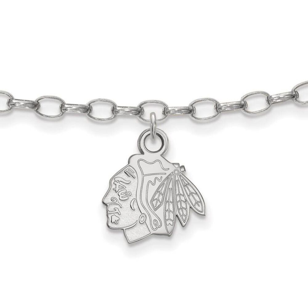 Sterling Silver NHL Chicago Blackhawks Anklet, 9 Inch